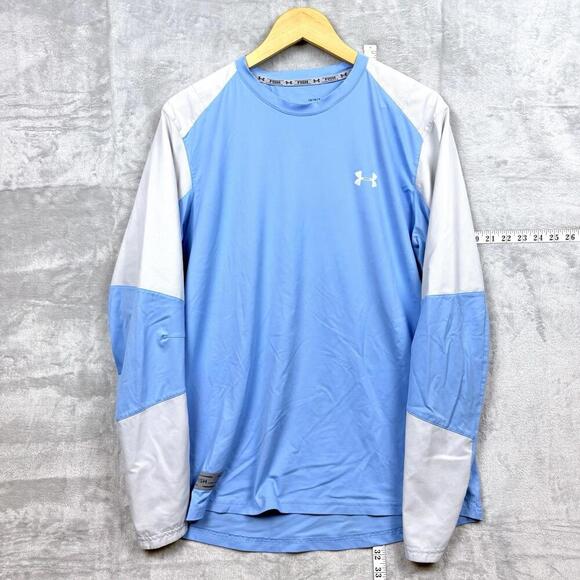 Under Armour Fish HeatGear Long Sleeve Shirt Blue White Men Size L Outdoor Sun - Picture 2 of 10